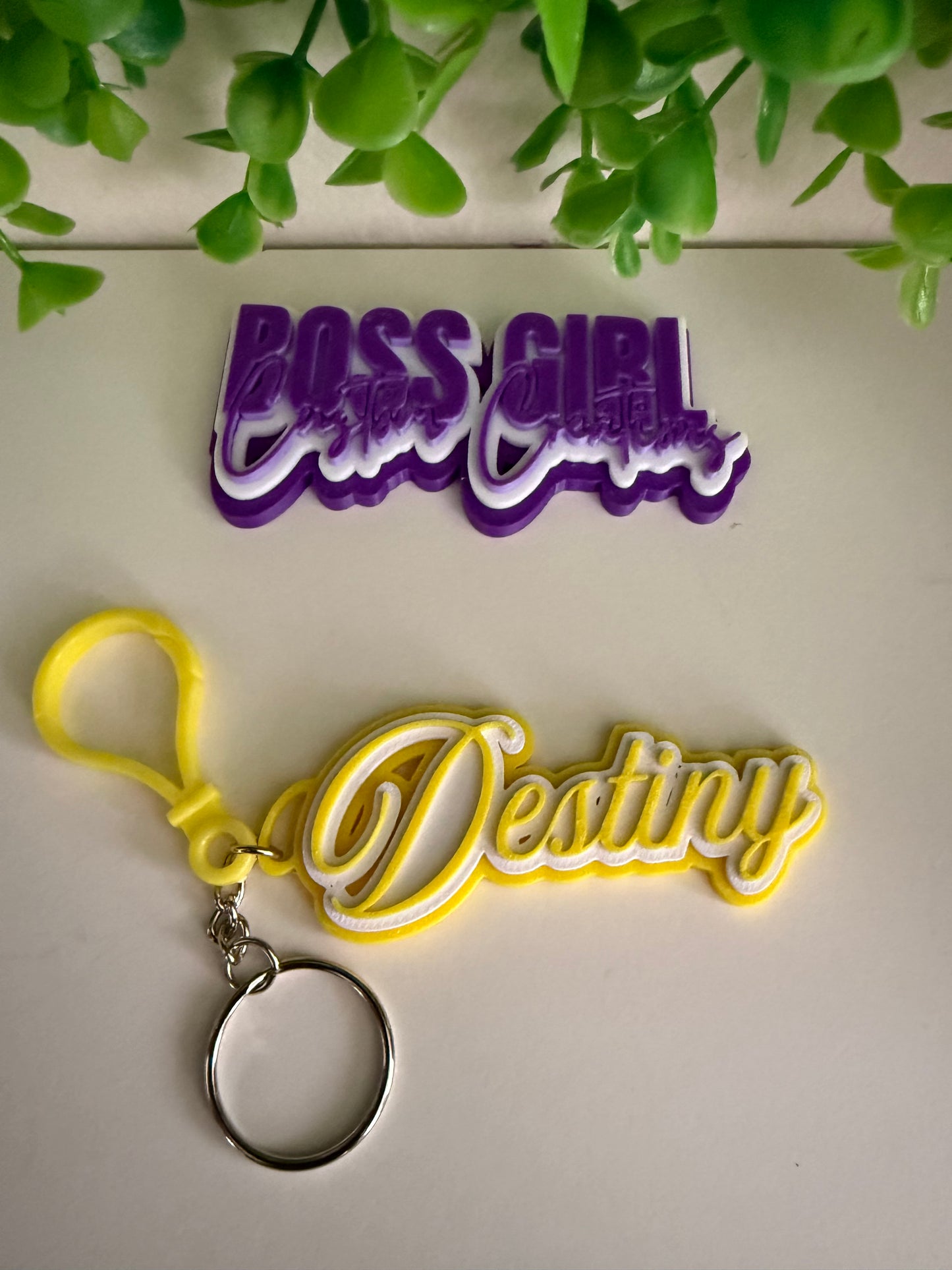 Custom 3D Printed Name Keychain | Personalized Nameplate Keychain | Two or Three Color Custom Key Ring | Script Font Bag Charm Gift