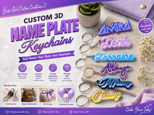 Custom 3D Printed Name Keychain | Personalized Nameplate Keychain | Two or Three Color Custom Key Ring | Script Font Bag Charm Gift