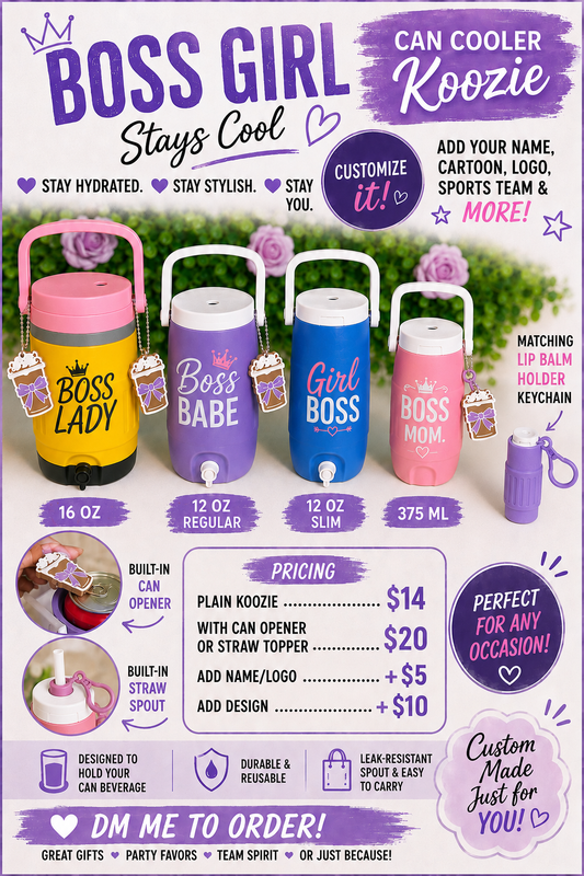 Nail Saver Can Koozie with Built-In Opener | Cute Drink Holder | Custom Name Option | Gift for Her