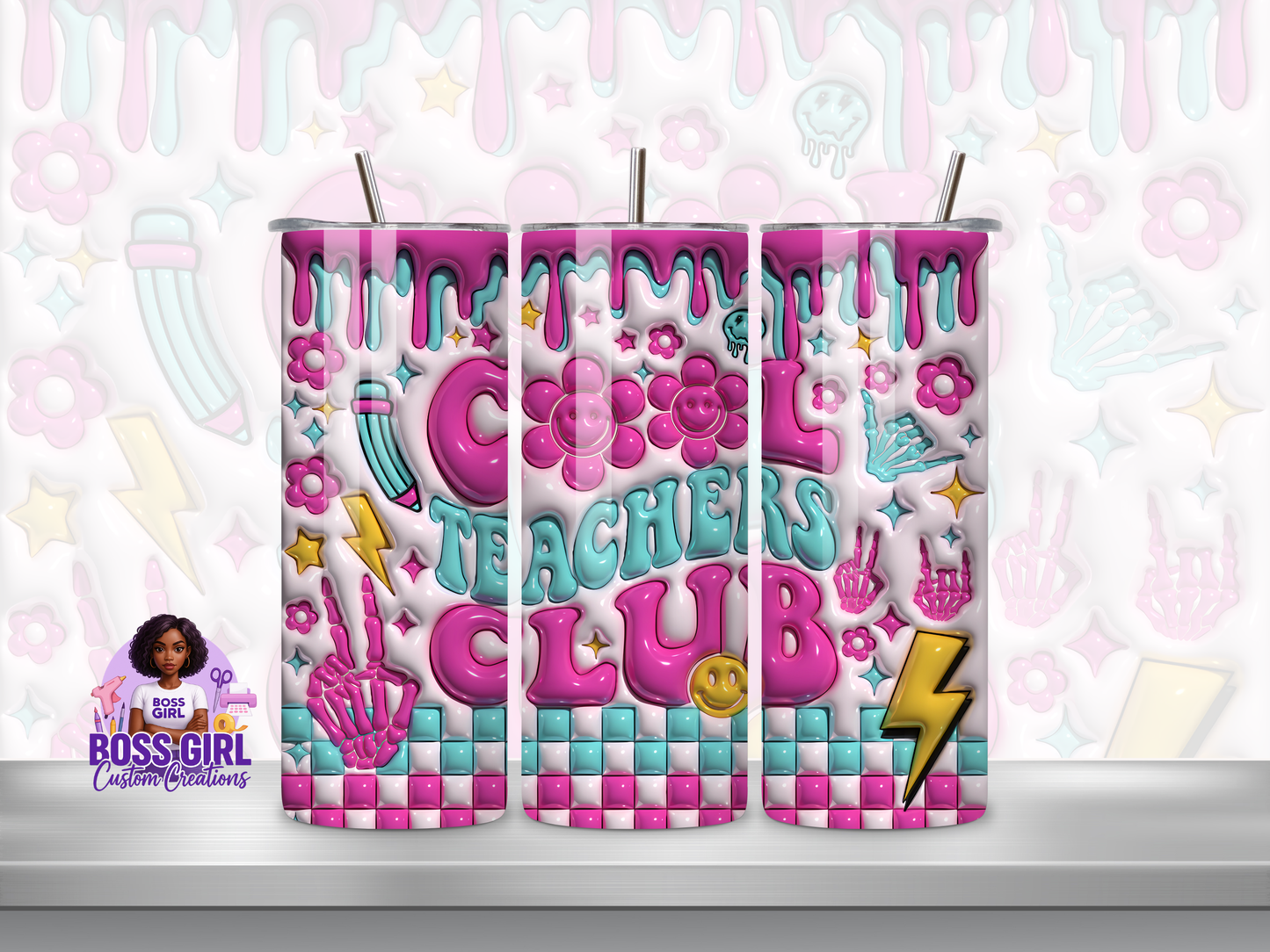 Cool Teachers Club- 3D Inflated Style 20 oz Skinny Tumbler (Copy)