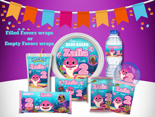 Party Favors Set – Custom Chip Bags, Water Labels, Candy Wrappers | Any Theme Treats