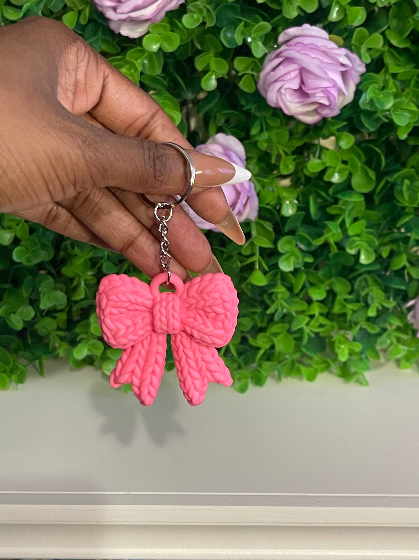 Knitted Bow bag charms/ keychains