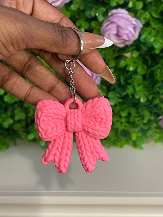 Knitted Bow bag charms/ keychains