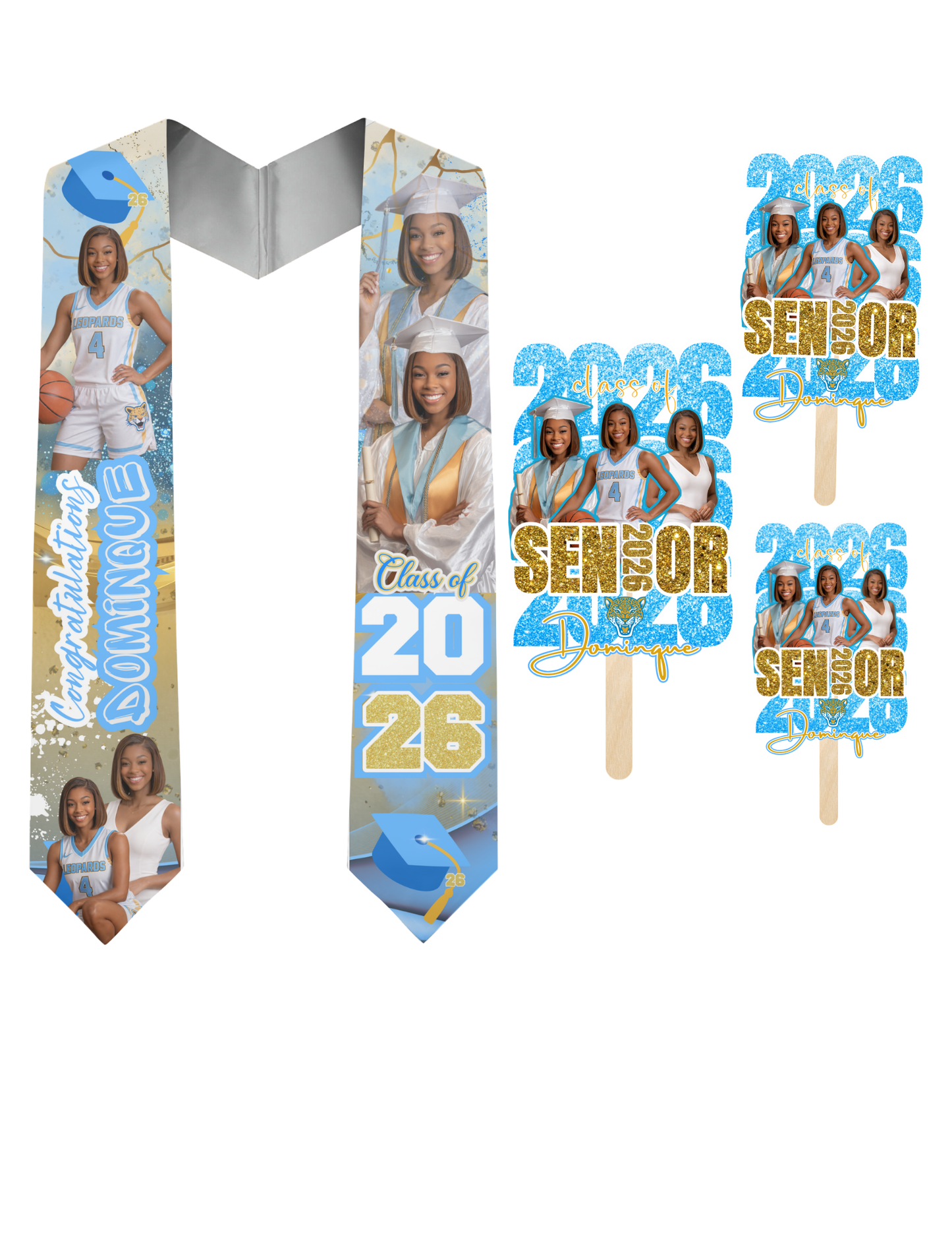 2026 Custom Graduation Stole and/or Cap,Fans and Buttons!🎓