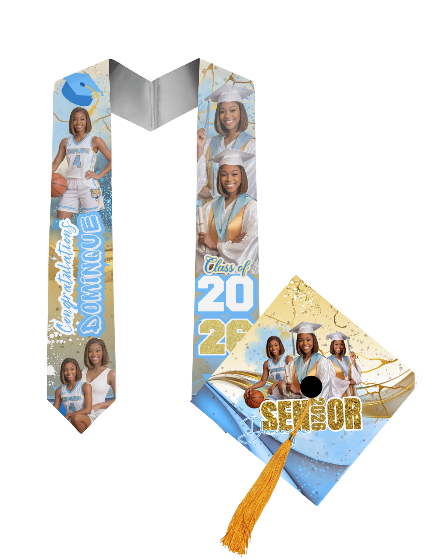 2026 Custom Graduation Stole and/or Cap,Fans and Buttons!🎓